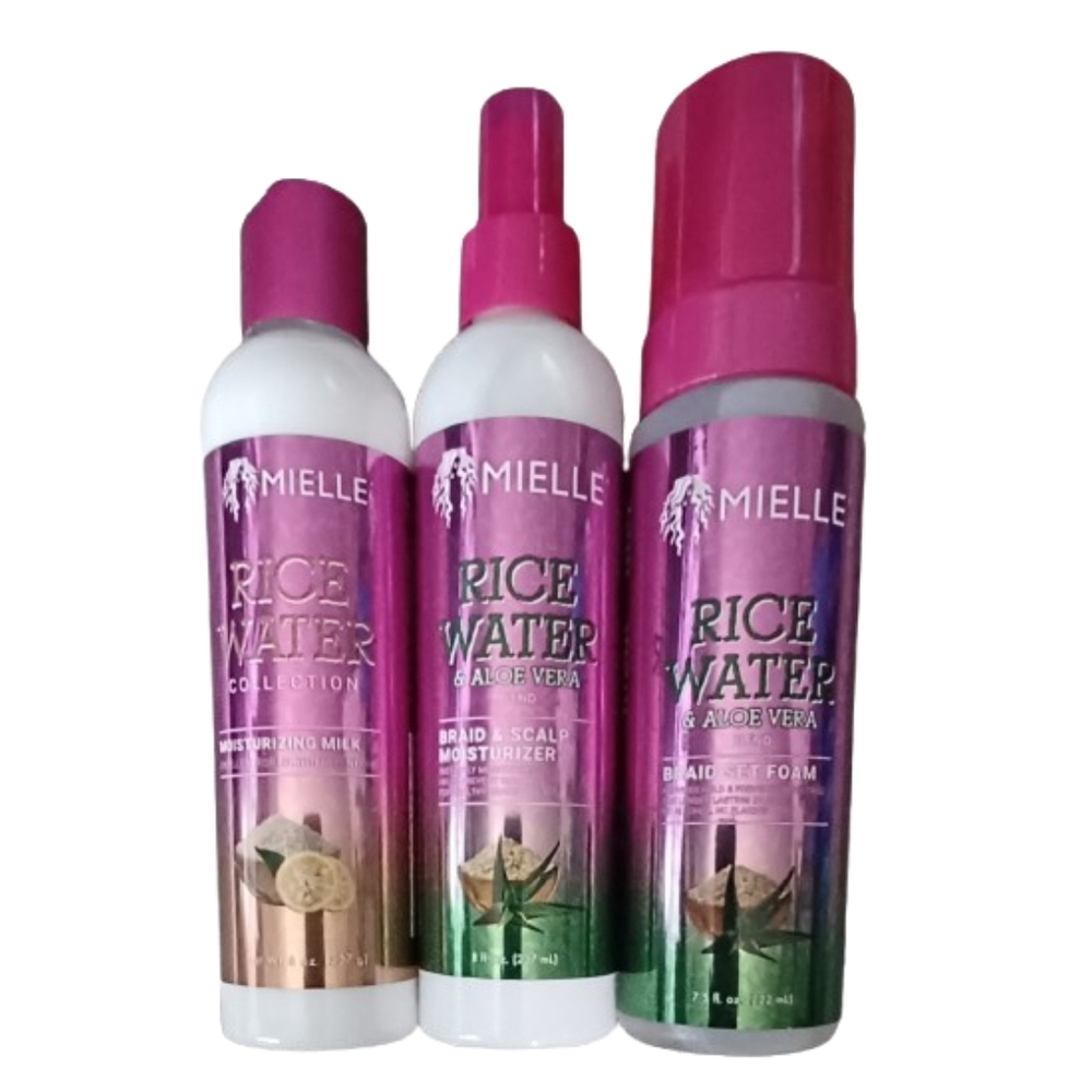 Mielle Rice Water Hair Styling Set Braid Scalp Moisturizer With Aloe Vera
